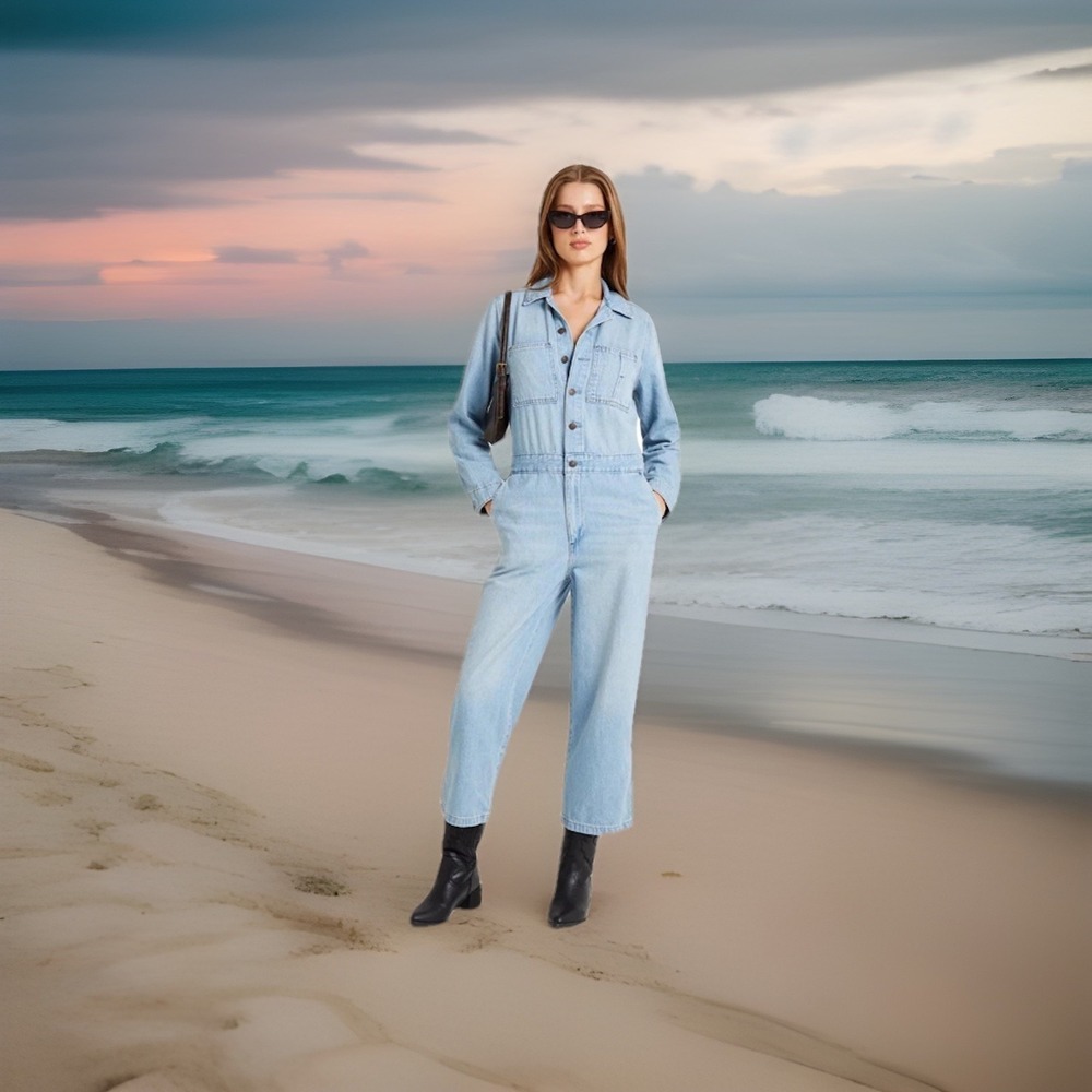 Levi's Iconic Jumpsuit, Long-Sleeve, Button Down, 100% Cotton, Women's Large